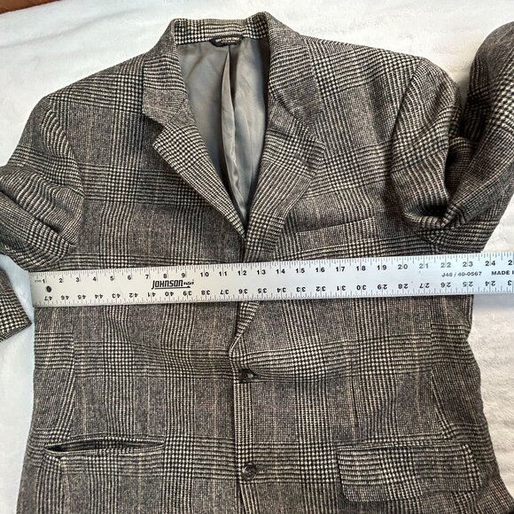 Lords Of London Patrick James Mens Plaid Two-Button Blazer 44R Camel Hair Gray - Picture 9 of 10